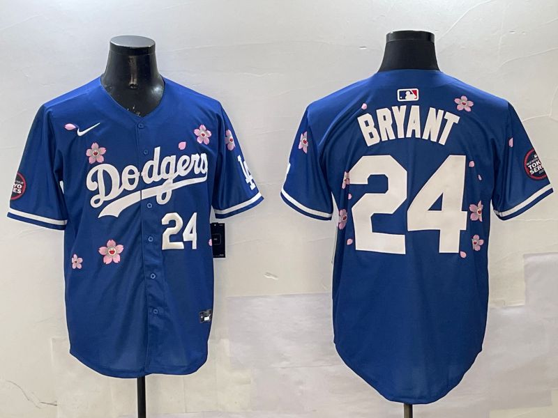 Men Los Angeles Dodgers 24 Bryant Blue Sakura Edition 2025 Nike MLB Jersey style 8